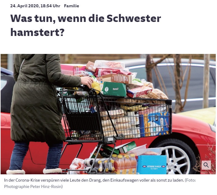 ‘햄스터식 사재기’에 관한 기사. 독일 신문 Süddeutsche Zeitung 홈페이지 화면 캡처