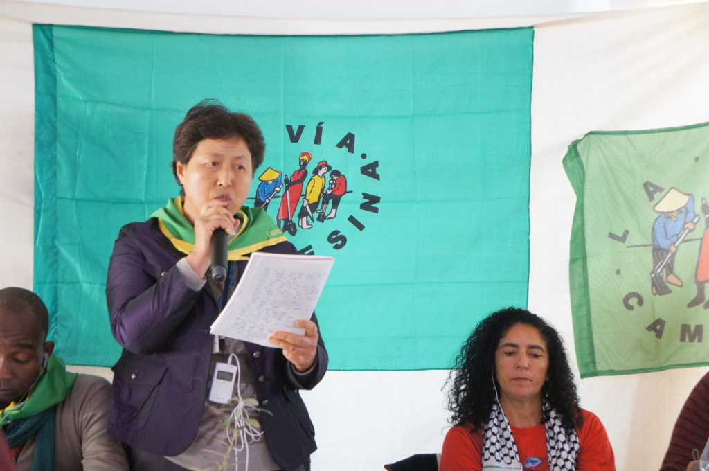 윤금순 씨는 국제농민단체 비아 캄페시나에서 활동하면서 국내 여성농민의 모범적 활동을 세계에 알렸다. ⓒ전국여성농민회총연합 
