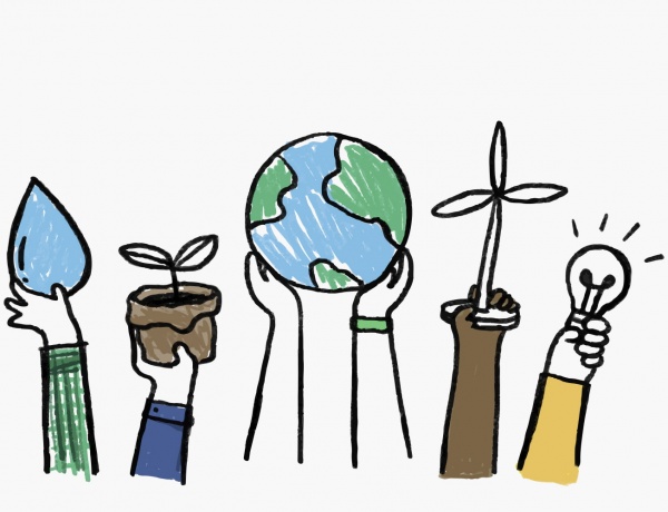 Environment doodle vector, renewable energy concept